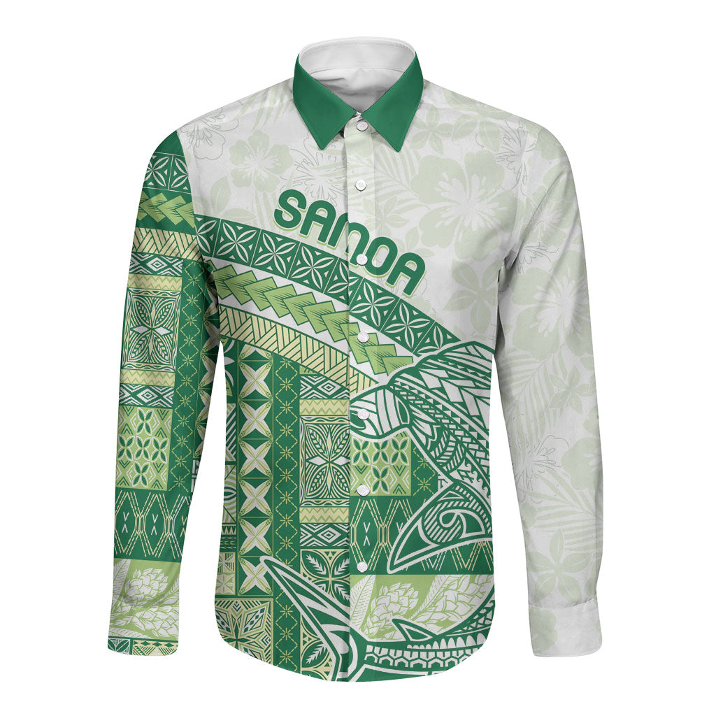 Samoa Mamanu Siapo Forest Green Long Sleeve Button Shirt Tatau Malie