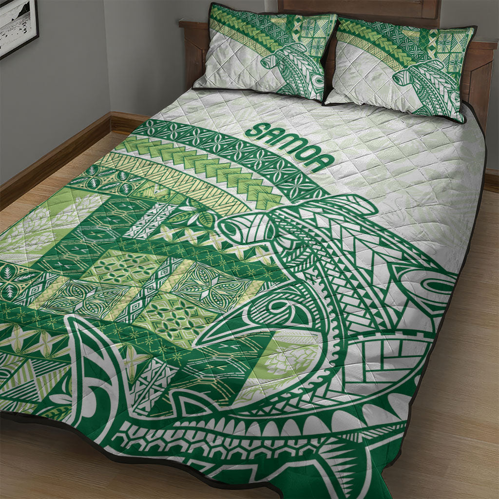 Samoa Mamanu Siapo Forest Green Quilt Bed Set Tatau Malie
