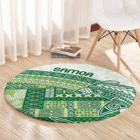 Samoa Mamanu Siapo Forest Green Round Carpet Tatau Malie