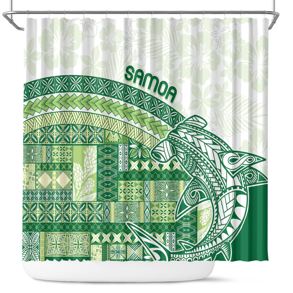 Samoa Mamanu Siapo Forest Green Shower Curtain Tatau Malie