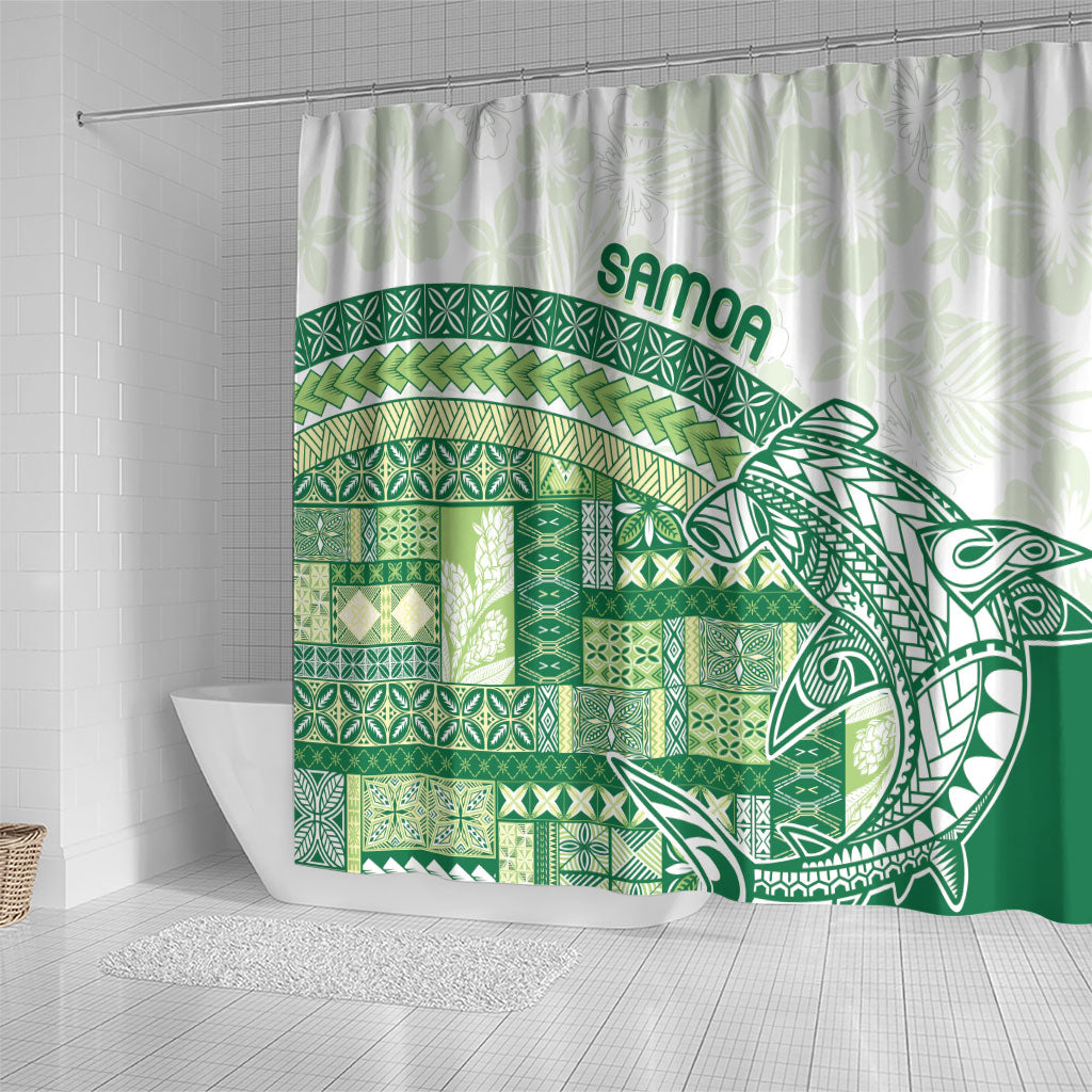 Samoa Mamanu Siapo Forest Green Shower Curtain Tatau Malie
