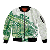Samoa Mamanu Siapo Forest Green Sleeve Zip Bomber Jacket Tatau Malie