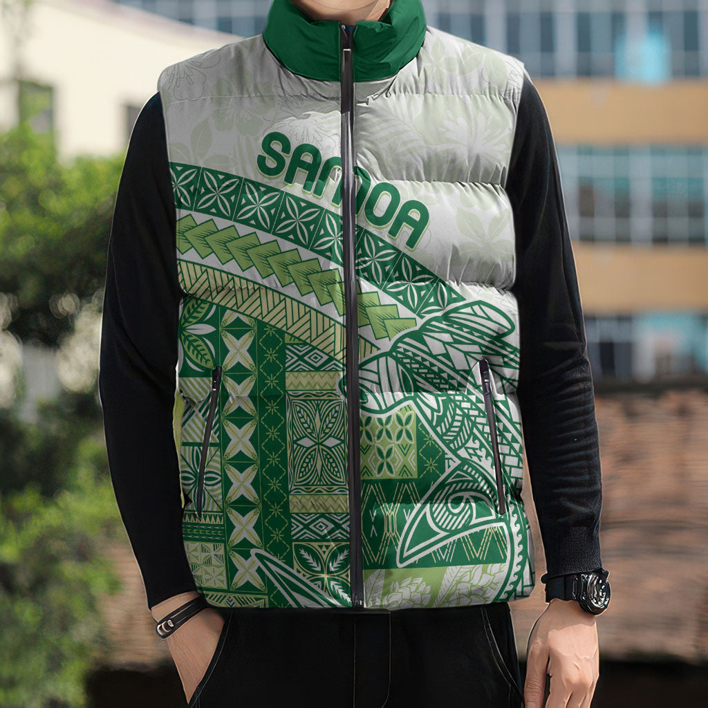 Samoa Mamanu Siapo Forest Green Sleeveless Puffer Jacket Tatau Malie