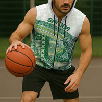 Samoa Mamanu Siapo Forest Green Sleeveless Zip Hoodie Tatau Malie