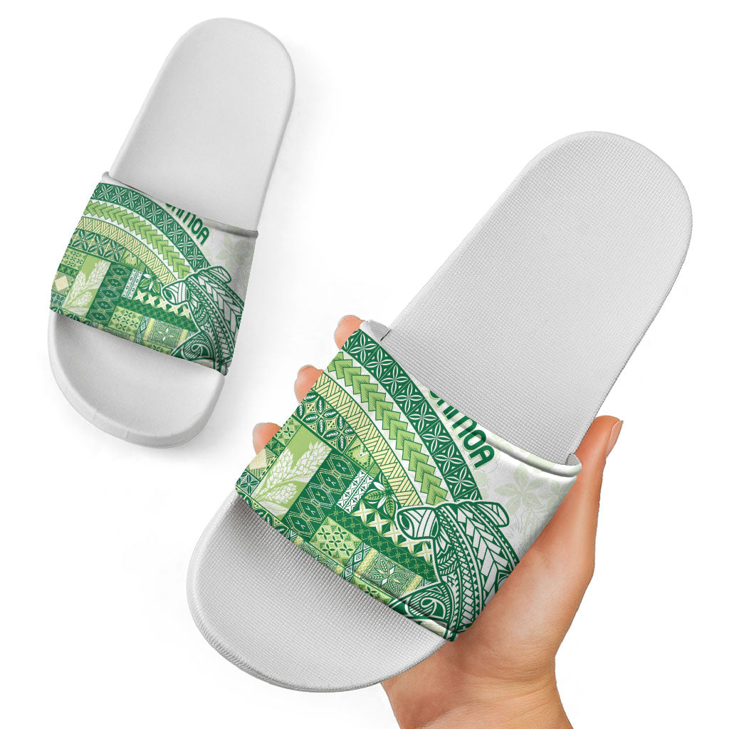 Samoa Mamanu Siapo Forest Green Slide Sandals Tatau Malie