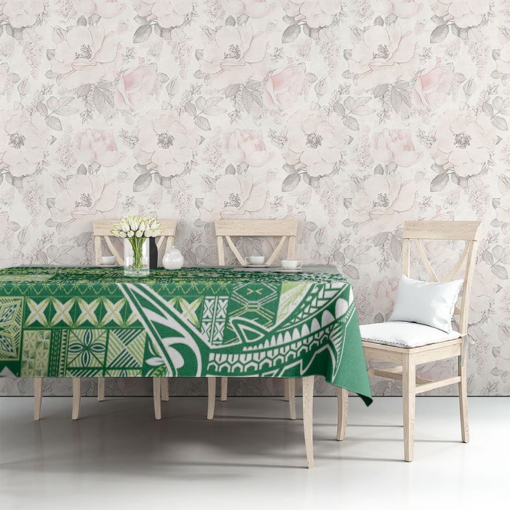 Samoa Mamanu Siapo Forest Green Tablecloth Tatau Malie