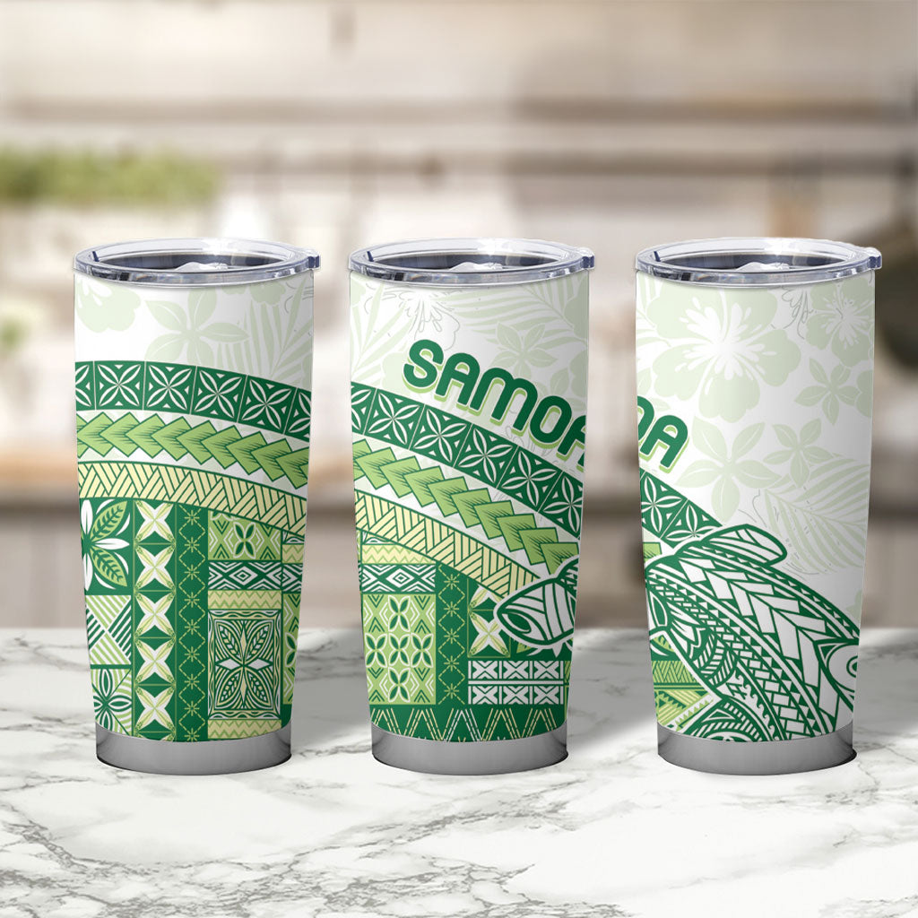 Samoa Mamanu Siapo Forest Green Tumbler Cup Tatau Malie
