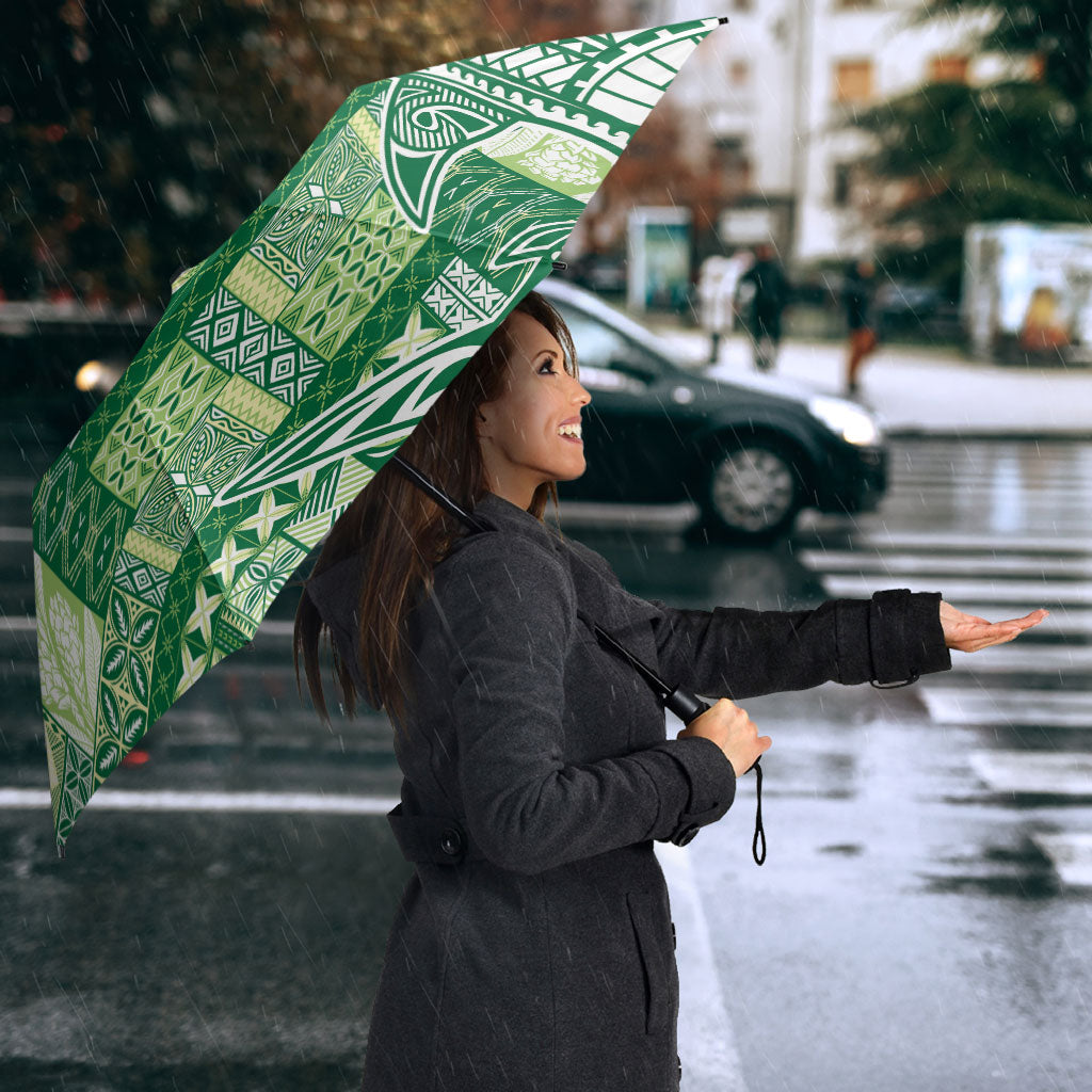 Samoa Mamanu Siapo Forest Green Umbrella Tatau Malie