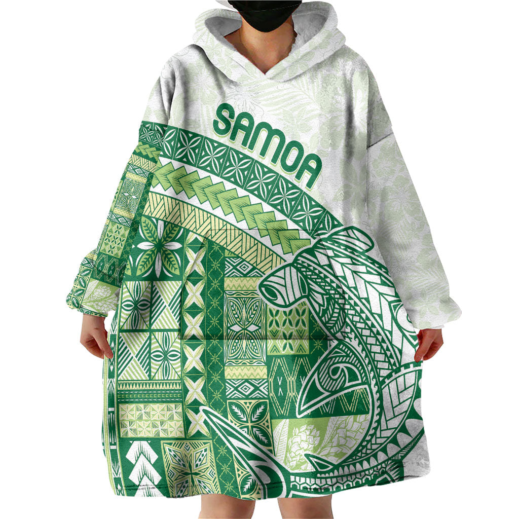 Samoa Mamanu Siapo Forest Green Wearable Blanket Hoodie Tatau Malie
