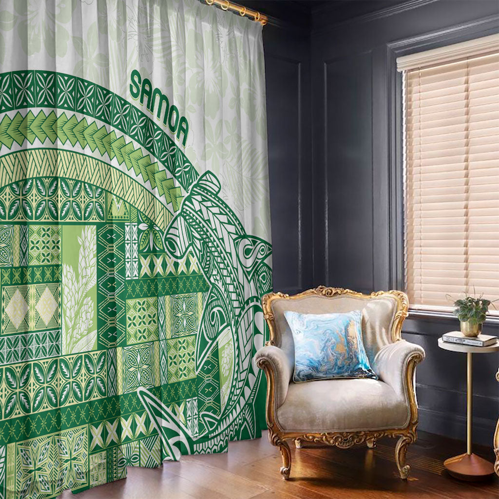 Samoa Mamanu Siapo Forest Green Window Curtain Tatau Malie