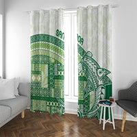 Samoa Mamanu Siapo Forest Green Window Curtain Tatau Malie