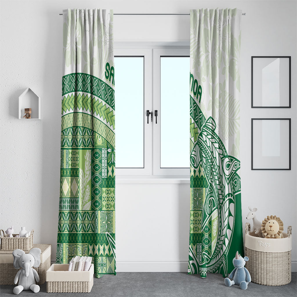 Samoa Mamanu Siapo Forest Green Window Curtain Tatau Malie