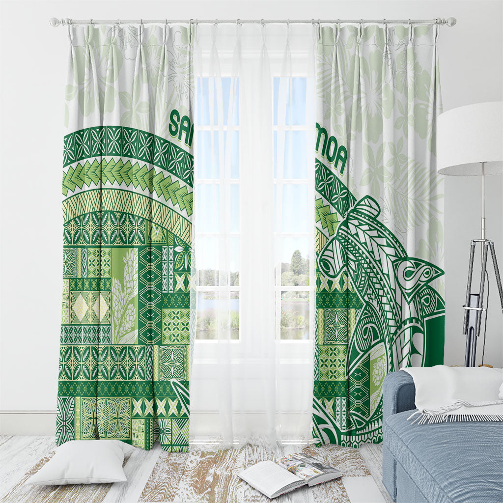 Samoa Mamanu Siapo Forest Green Window Curtain Tatau Malie