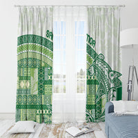 Samoa Mamanu Siapo Forest Green Window Curtain Tatau Malie