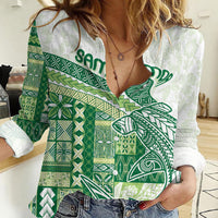 Samoa Mamanu Siapo Forest Green Women Casual Shirt Tatau Malie