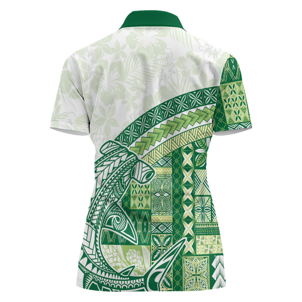 Samoa Mamanu Siapo Forest Green Women Polo Shirt Tatau Malie