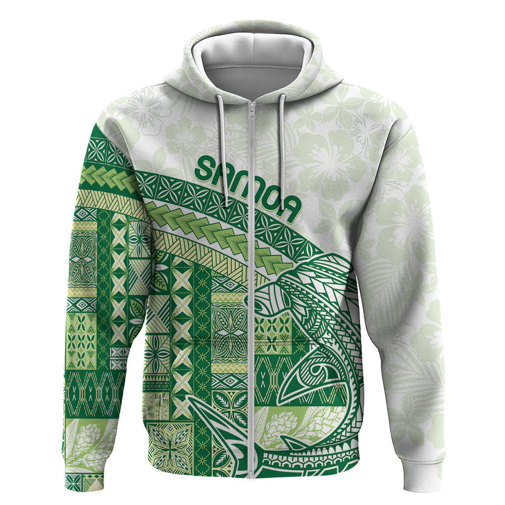 Samoa Mamanu Siapo Forest Green Zip Hoodie Tatau Malie
