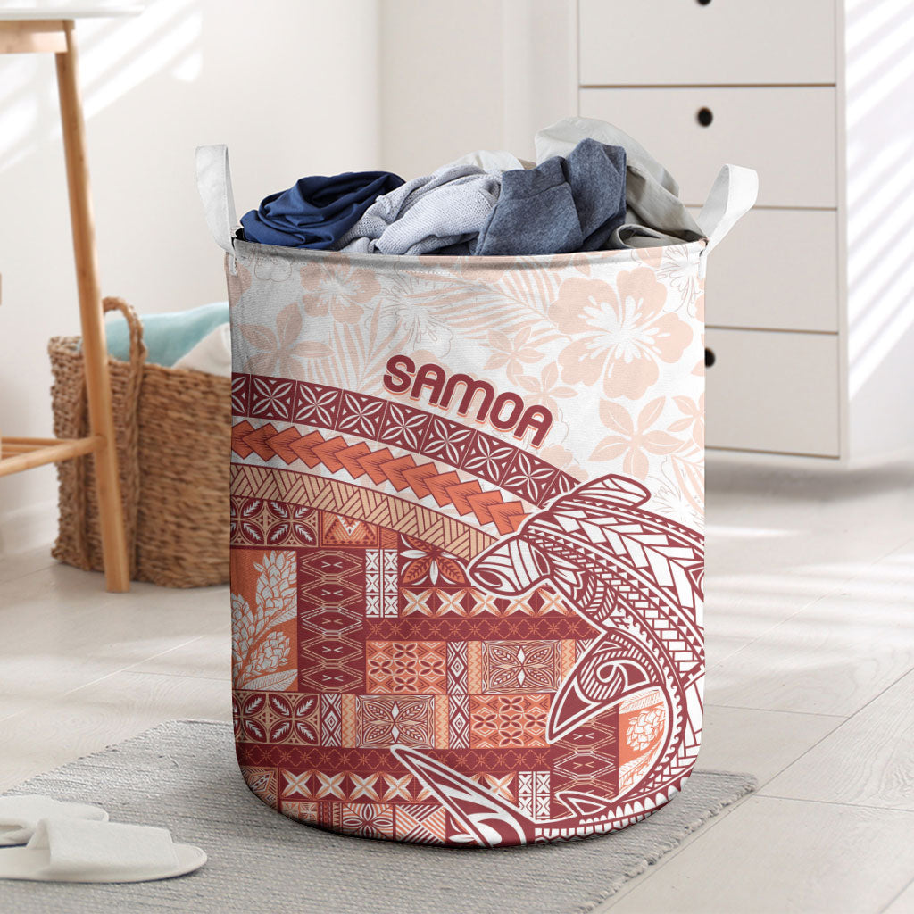 Samoa Mamanu Siapo Crimson Laundry Basket Tatau Malie