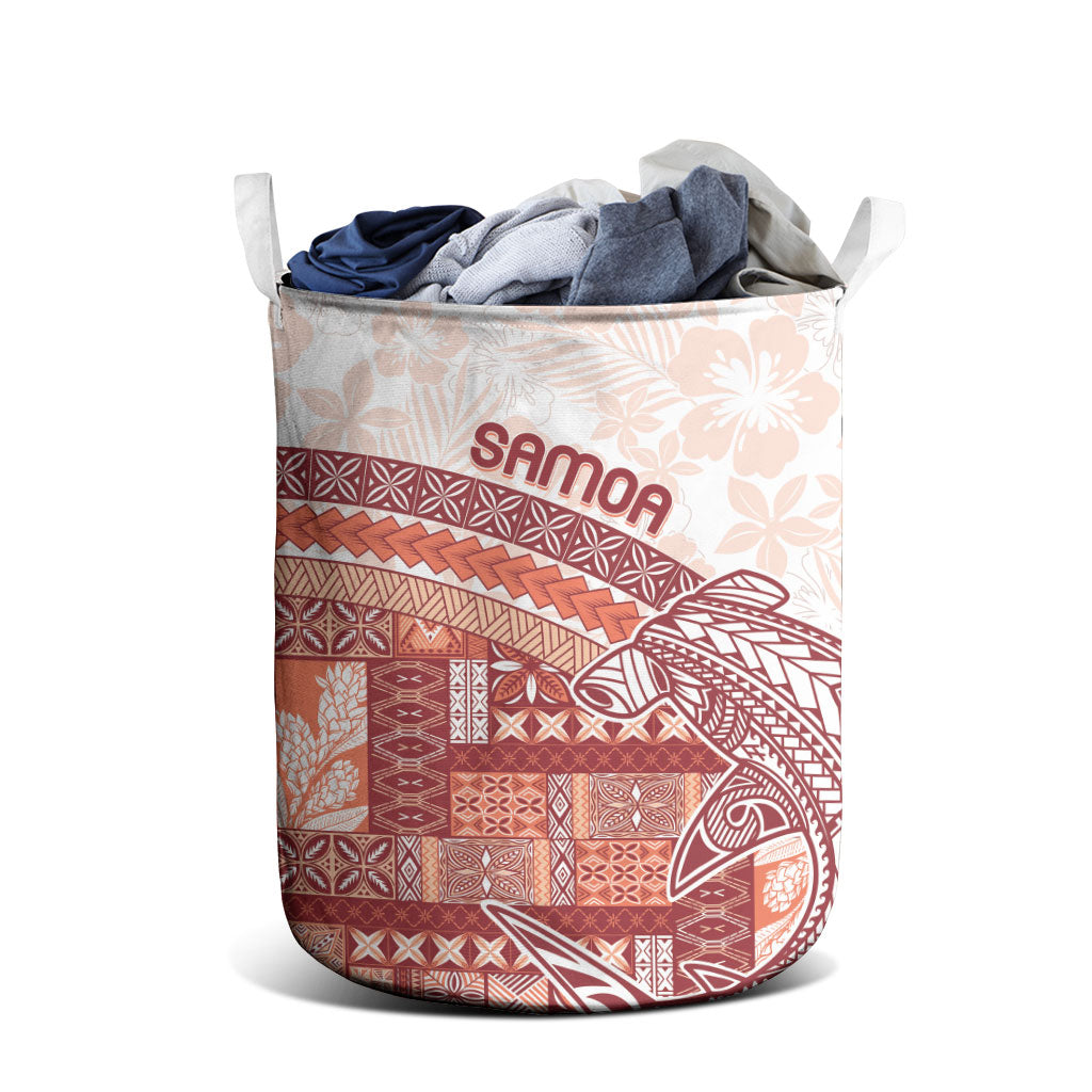 Samoa Mamanu Siapo Crimson Laundry Basket Tatau Malie