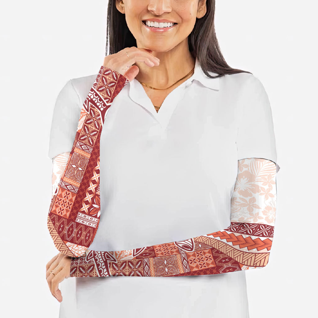 Samoa Mamanu Siapo Crimson Arm Sleeves Tatau Malie