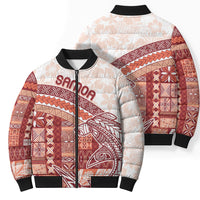 Samoa Mamanu Siapo Crimson Bomber Puffer Jacket Tatau Malie
