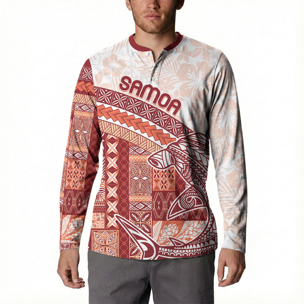 Samoa Mamanu Siapo Crimson Button Sweatshirt Tatau Malie