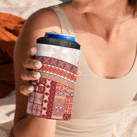Samoa Mamanu Siapo Crimson 4 in 1 Can Cooler Tumbler Tatau Malie