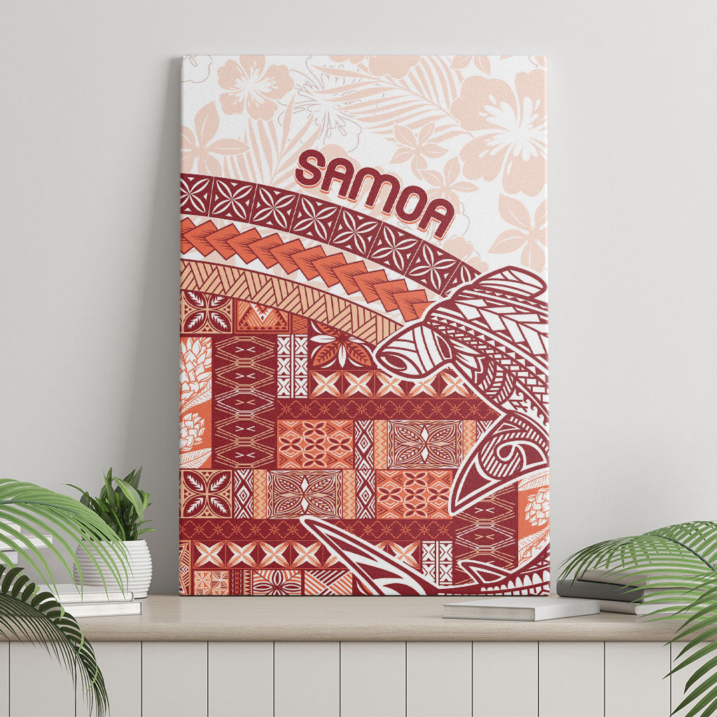 Samoa Mamanu Siapo Crimson Canvas Wall Art Tatau Malie