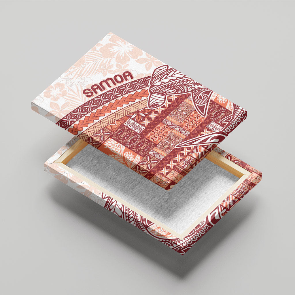 Samoa Mamanu Siapo Crimson Canvas Wall Art Tatau Malie
