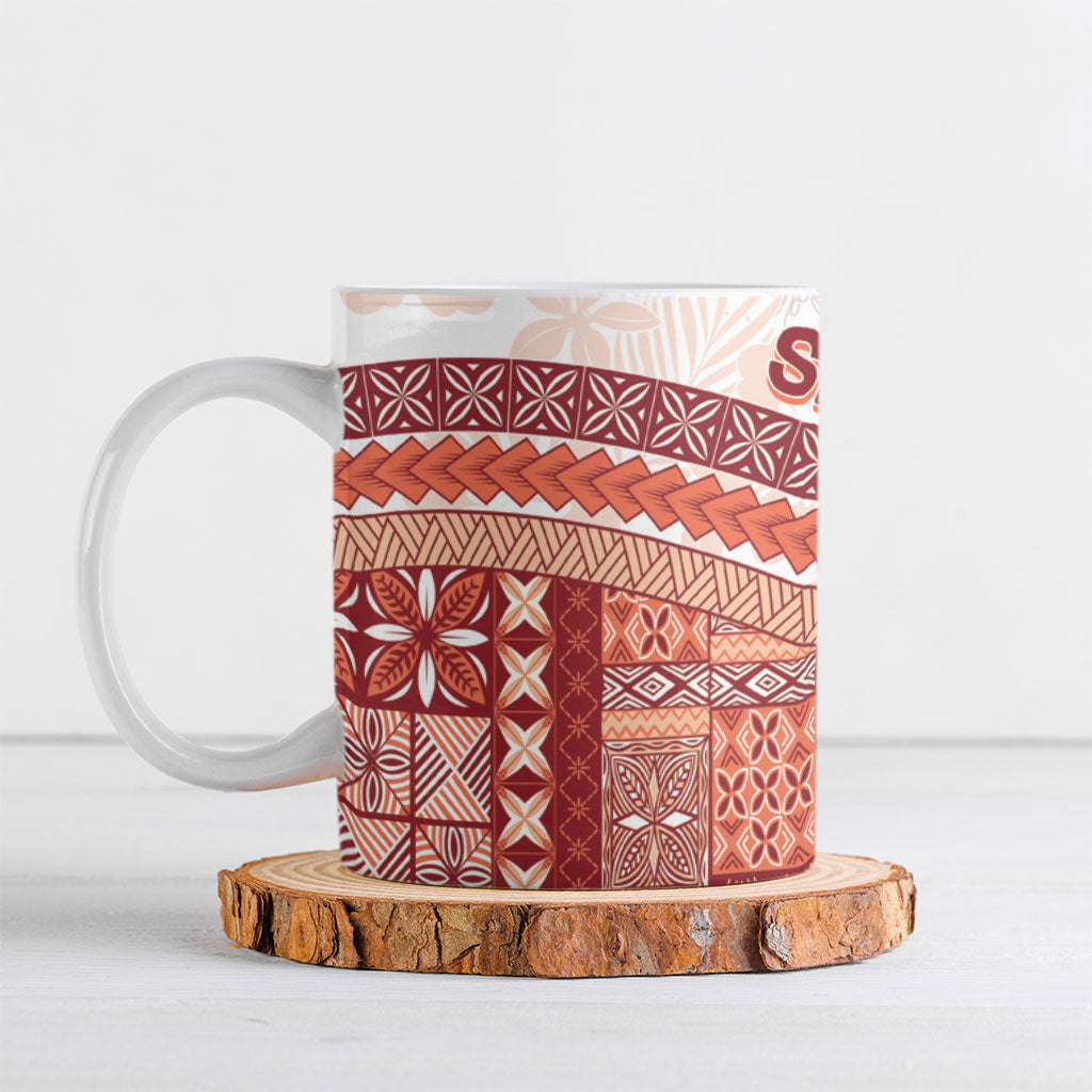 Samoa Mamanu Siapo Crimson Ceramic Mug Tatau Malie