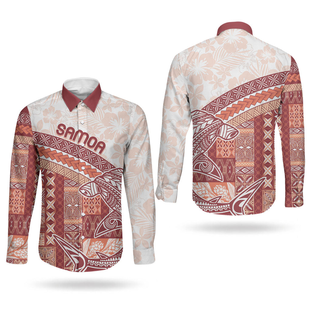 Samoa Mamanu Siapo Crimson Couples Matching Short Sleeve Bodycon Dress and Long Sleeve Button Shirt Tatau Malie