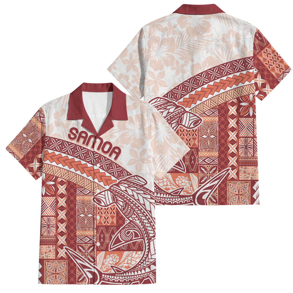 Samoa Mamanu Siapo Crimson Family Matching Off The Shoulder Long Sleeve Dress and Hawaiian Shirt Tatau Malie