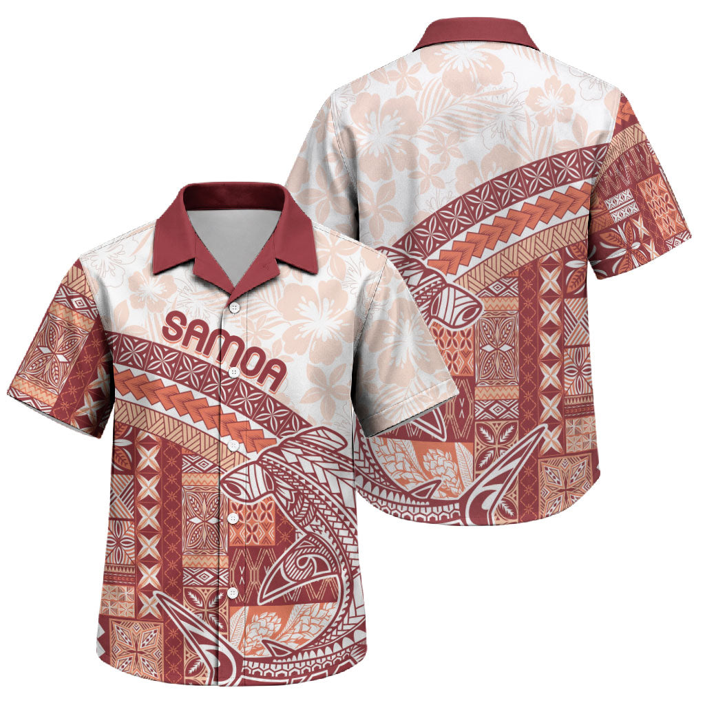 Samoa Mamanu Siapo Crimson Family Matching Short Sleeve Bodycon Dress and Hawaiian Shirt Tatau Malie