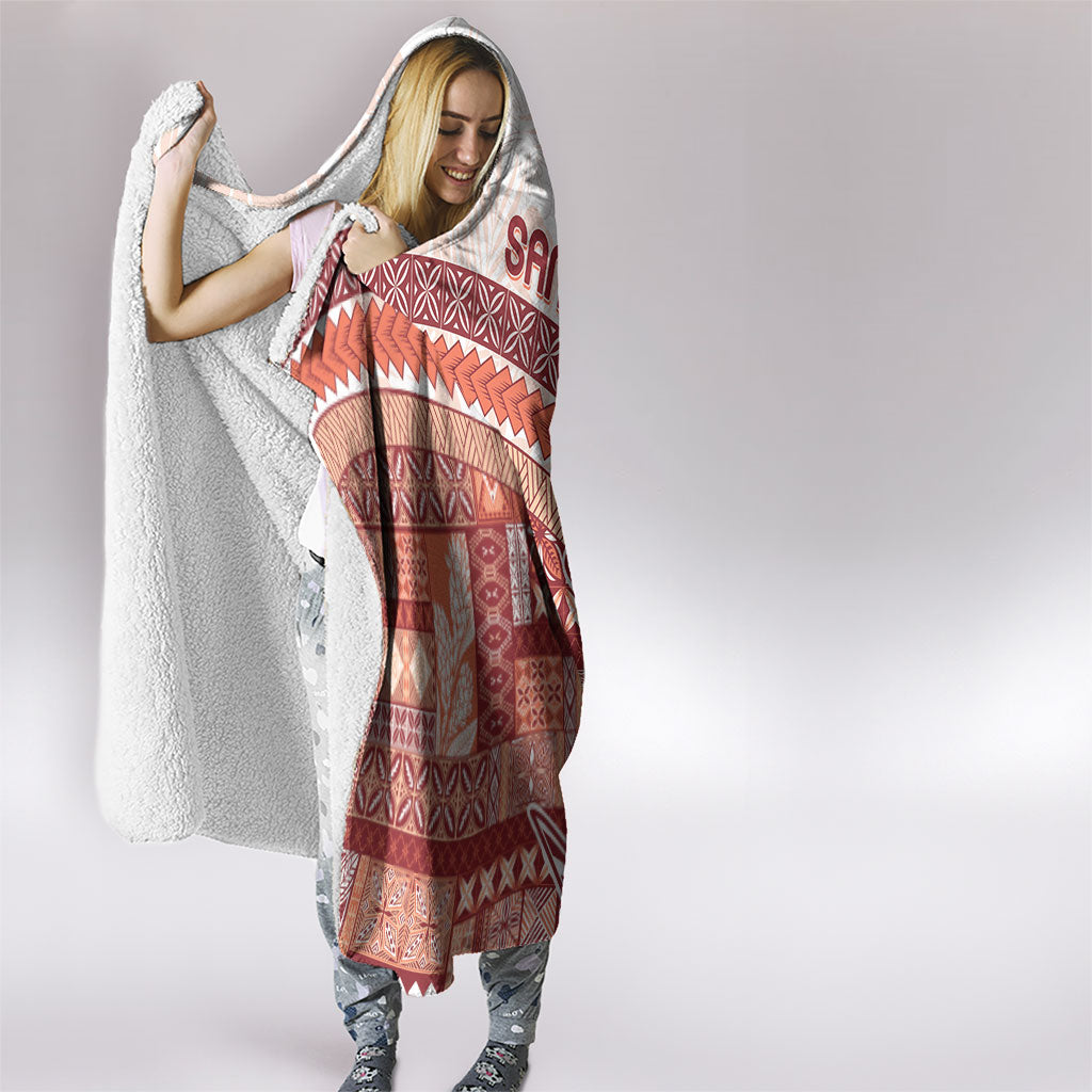 Samoa Mamanu Siapo Crimson Hooded Blanket Tatau Malie