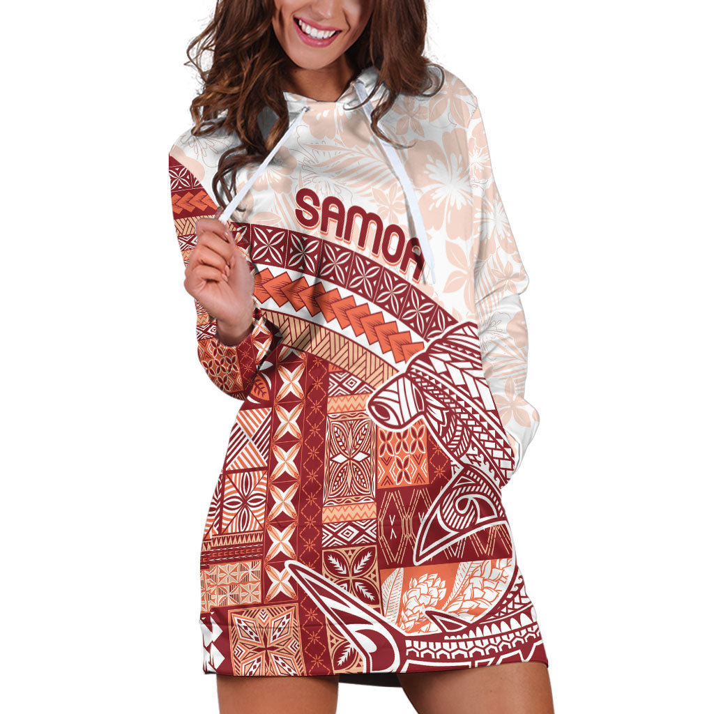 Samoa Mamanu Siapo Crimson Hoodie Dress Tatau Malie