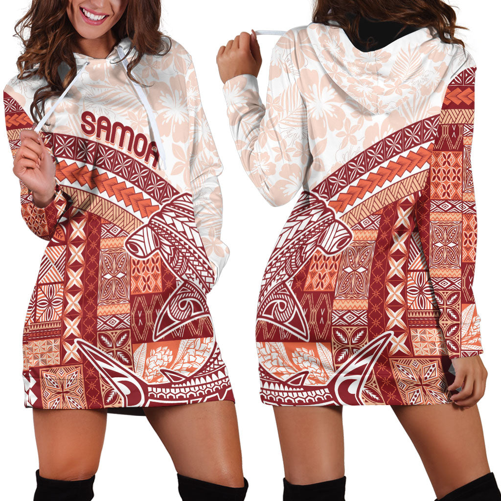 Samoa Mamanu Siapo Crimson Hoodie Dress Tatau Malie
