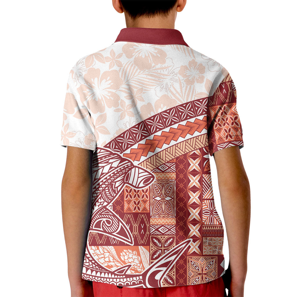 Samoa Mamanu Siapo Crimson Kid Polo Shirt Tatau Malie