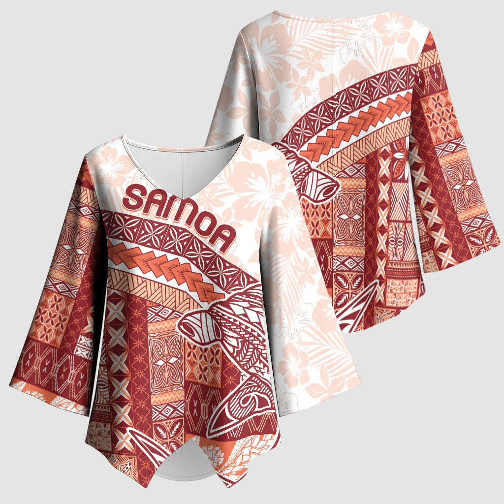 Samoa Mamanu Siapo Crimson Kimono Sleeve Blouse Tatau Malie