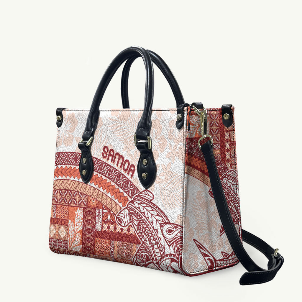 Samoa Mamanu Siapo Crimson Leather Bag Tatau Malie