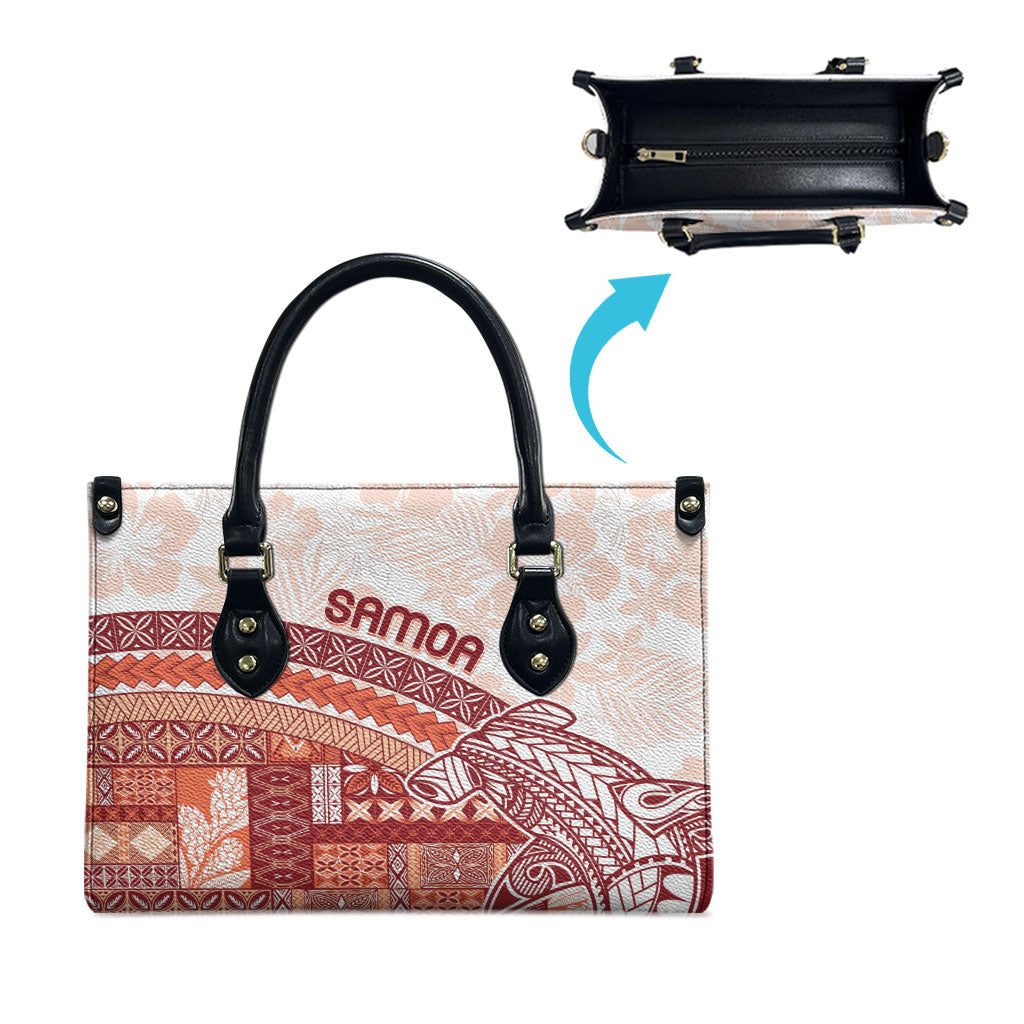 Samoa Mamanu Siapo Crimson Leather Bag Tatau Malie