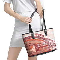 Samoa Mamanu Siapo Crimson Leather Tote Bag Tatau Malie