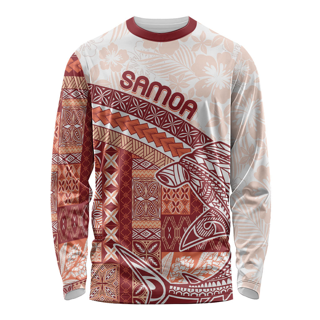 Samoa Mamanu Siapo Crimson Long Sleeve Shirt Tatau Malie