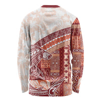 Samoa Mamanu Siapo Crimson Long Sleeve Shirt Tatau Malie