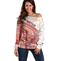 Samoa Mamanu Siapo Crimson Off Shoulder Sweater Tatau Malie