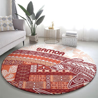Samoa Mamanu Siapo Crimson Round Carpet Tatau Malie