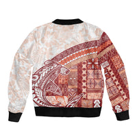 Samoa Mamanu Siapo Crimson Sleeve Zip Bomber Jacket Tatau Malie