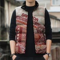 Samoa Mamanu Siapo Crimson Sleeveless Puffer Jacket Tatau Malie