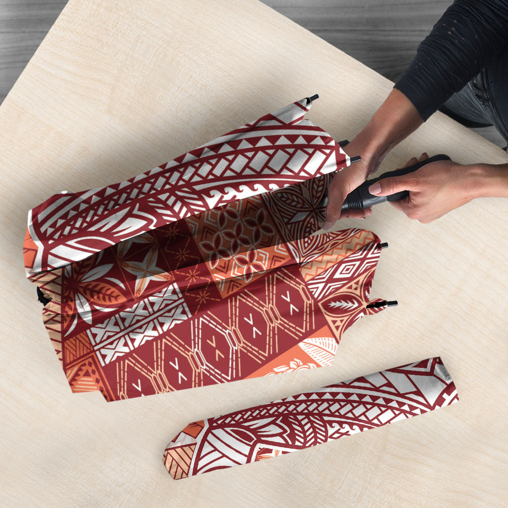 Samoa Mamanu Siapo Crimson Umbrella Tatau Malie