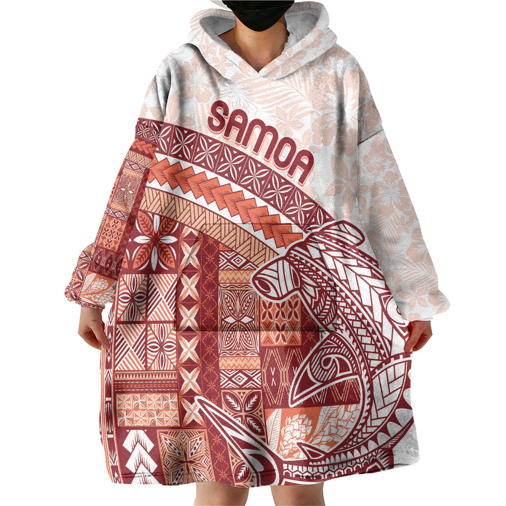 Samoa Mamanu Siapo Crimson Wearable Blanket Hoodie Tatau Malie