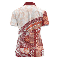 Samoa Mamanu Siapo Crimson Women Polo Shirt Tatau Malie